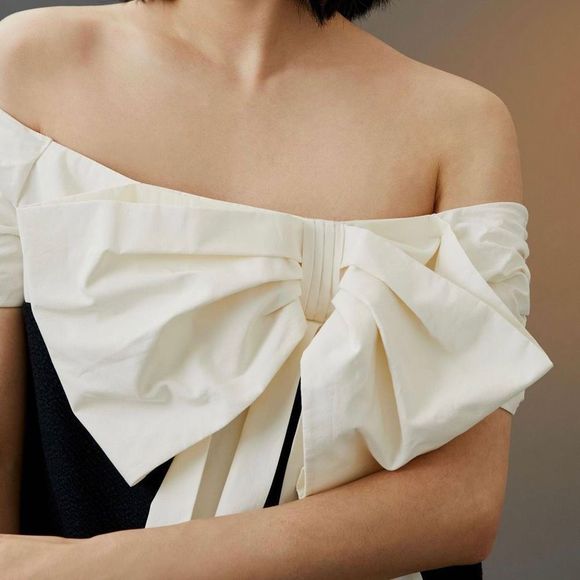 NWOT Anthropologie Maeve Bow Colorblocked Shift Mini Dress - Picture 4 of 14